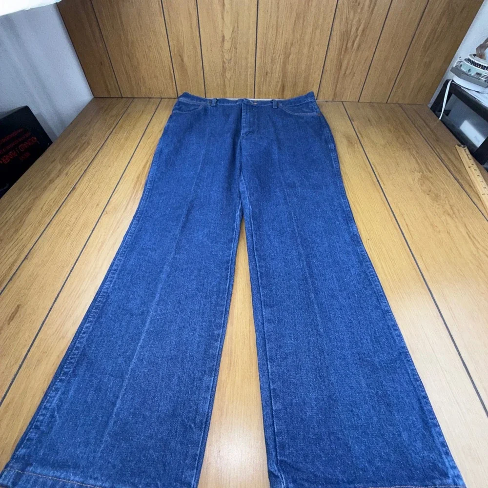 Wrangler 936PWD Cowboy Cut Slim Fit Jeans Mens 38x29 Blue Indigo Denim Straight